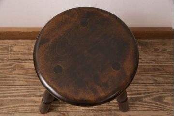 中古　松本民芸家具　花台としても活躍する温もりあふれる三脚スツール(椅子、花台)(R-048083)