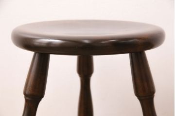 中古　松本民芸家具　花台としても活躍する温もりあふれる三脚スツール(椅子、花台)(R-048083)