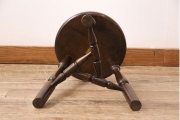 中古　松本民芸家具　花台としても活躍する温もりあふれる三脚スツール(椅子、花台)(R-048083)