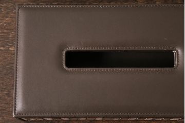 中古　Cassinaixc.(カッシーナイクスシー)　イクスシーオリジナル　レザーティッシュボックス　ブラック&ダークブラウン2個セット(ティッシュケース)(R-048088)