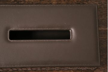 中古　Cassinaixc.(カッシーナイクスシー)　イクスシーオリジナル　レザーティッシュボックス　ブラック&ダークブラウン2個セット(ティッシュケース)(R-048088)