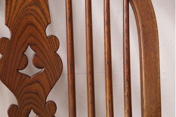 中古　松本民芸家具　ケヤキ材製　木の温もりを感じる上品なボウバックウィンザーチェア(ダイニングチェア、椅子、アームチェア、ウインザーチェア)(R-048093)