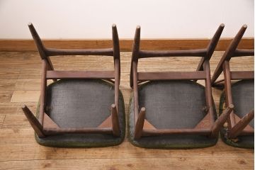 北欧ヴィンテージ　チーク材　珍しいデザインのチェア4脚セット(ダイニングチェア、ビンテージ)(R-048099)