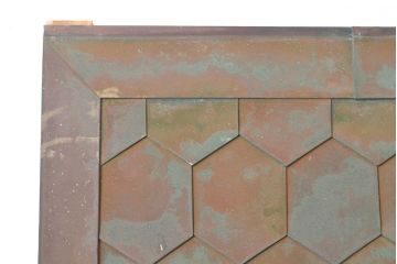 和製アンティーク　激レア!亀甲模様の銅板が付いた珍しいつくりの引き戸2枚セット(建具、蔵戸、ドア、扉)(R-048110)