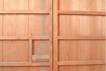 和製アンティーク　激レア!亀甲模様の銅板が付いた珍しいつくりの引き戸2枚セット(建具、蔵戸、ドア、扉)(R-048110)