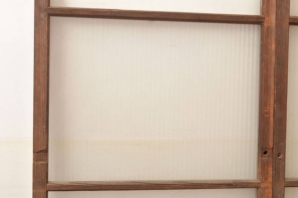 アンティーク建具　昭和中期　モールガラス　様々なガラス使いがお洒落なガラス戸2枚セット　(R-048112)