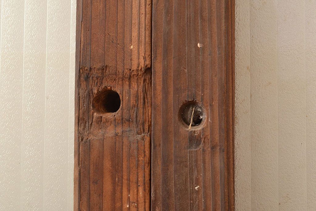 アンティーク建具　昭和中期　モールガラス　様々なガラス使いがお洒落なガラス戸2枚セット　(R-048112)