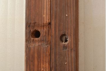 アンティーク建具　昭和中期　モールガラス　様々なガラス使いがお洒落なガラス戸2枚セット　(R-048112)