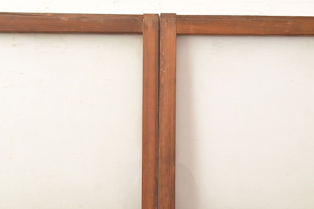 アンティーク建具　昭和中期　モールガラス　様々なガラス使いがお洒落なガラス戸2枚セット　(R-048112)