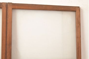 アンティーク建具　昭和中期　モールガラス　様々なガラス使いがお洒落なガラス戸2枚セット　(R-048112)