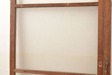 アンティーク建具　昭和中期　モールガラス　様々なガラス使いがお洒落なガラス戸2枚セット　(R-048112)