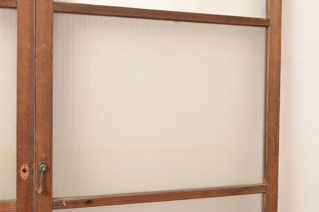 アンティーク建具　昭和中期　モールガラス　様々なガラス使いがお洒落なガラス戸2枚セット　(R-048112)
