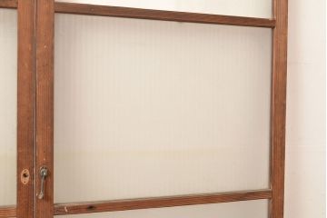 アンティーク建具　昭和中期　モールガラス　様々なガラス使いがお洒落なガラス戸2枚セット　(R-048112)