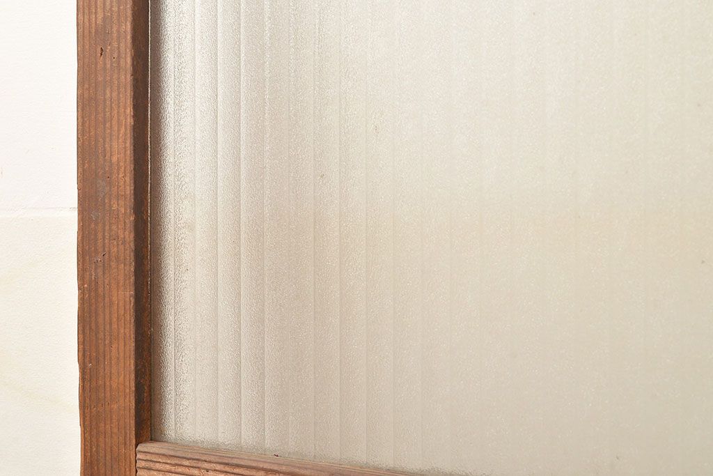 アンティーク建具　昭和中期　モールガラス　様々なガラス使いがお洒落なガラス戸2枚セット　(R-048112)