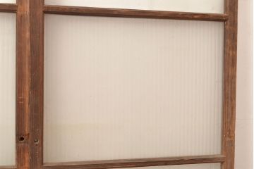 アンティーク建具　モールガラス　様々なガラス使いがお洒落なガラス戸2枚セット(引き戸、建具)(R-048112)