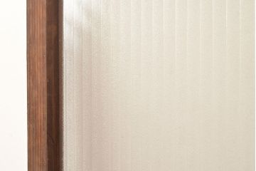 アンティーク建具　モールガラス　様々なガラス使いがお洒落なガラス戸2枚セット(引き戸、建具)(R-048112)