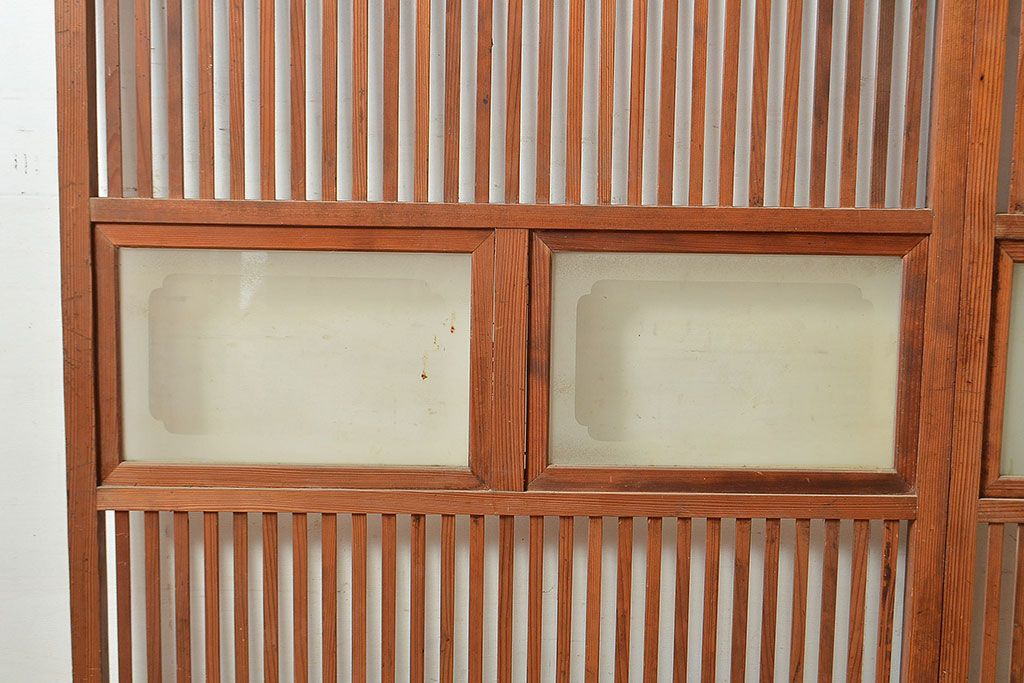 和製アンティーク　昭和初期　上品な和の雰囲気を演出する格子戸3枚セット　(R-048113)