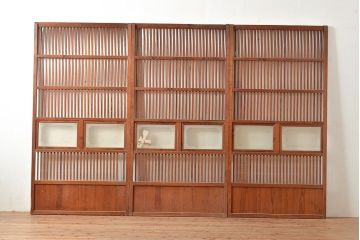 和製アンティーク　昭和初期　上品な和の雰囲気を演出する格子戸3枚セット　(R-048113)