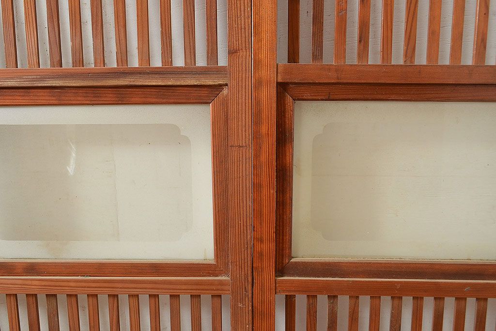 和製アンティーク　昭和初期　上品な和の雰囲気を演出する格子戸3枚セット　(R-048113)