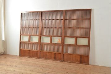 和製アンティーク　上品な和の雰囲気を演出する格子戸3枚セット(引き戸、建具)(R-048113)