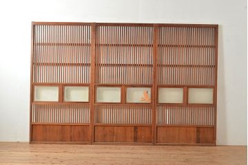 和製アンティーク　上品な和の雰囲気を演出する格子戸3枚セット(引き戸、建具)(R-048113)