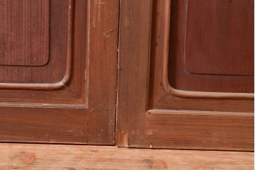 アンティーク建具　昭和中期　腰板ケヤキ材　風情を感じる佇まいが魅力的な裏障子付き格子戸4枚セット(障子戸、引き戸、建具)(R-048114)