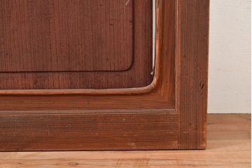 アンティーク建具　昭和中期　腰板ケヤキ材　風情を感じる佇まいが魅力的な裏障子付き格子戸4枚セット(障子戸、引き戸、建具)(R-048114)