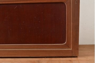 アンティーク建具　昭和中期　腰板ケヤキ材　風情を感じる佇まいが魅力的な裏障子付き格子戸4枚セット(障子戸、引き戸、建具)(R-048114)