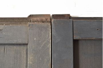 アンティーク建具　明治大正期　和モダンな雰囲気漂う渋く格好良い格子帯戸2枚セット(引き戸、建具)(R-048115)