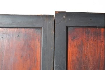 アンティーク建具　明治期　黒塗りの木枠がアクセントの上品な帯戸4枚セット　(R-048117)