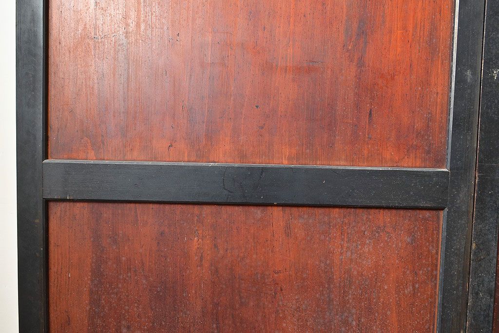 アンティーク建具　明治期　黒塗りの木枠がアクセントの上品な帯戸4枚セット　(R-048117)