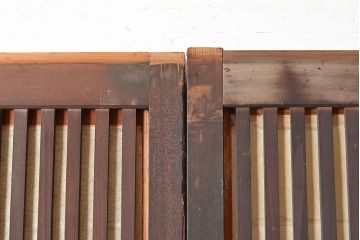 和製アンティーク　和モダンな空間づくりに活躍する裏障子付き格子戸2枚セット(引き戸、建具)(R-048118)