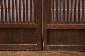 和製アンティーク　和モダンな空間づくりに活躍する裏障子付き格子戸2枚セット(引き戸、建具)(R-048118)