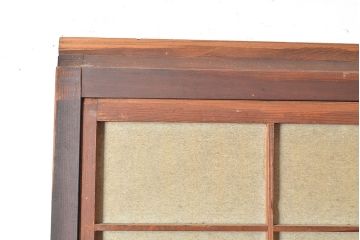 和製アンティーク　落ち着いた和の雰囲気漂う裏障子付き格子戸2枚セット(引き戸、建具)(R-048119)