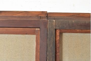 和製アンティーク　落ち着いた和の雰囲気漂う裏障子付き格子戸2枚セット(引き戸、建具)(R-048119)