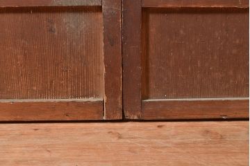 和製アンティーク　落ち着いた和の雰囲気漂う裏障子付き格子戸2枚セット(引き戸、建具)(R-048119)