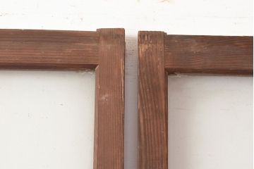 アンティーク建具　銀モール・すりガラス　古き良き時代を感じさせるレトロなガラス戸2枚セット(引き戸、建具)(R-048121)
