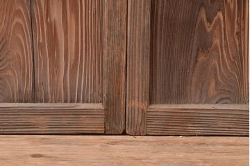 アンティーク建具　銀モール・すりガラス　古き良き時代を感じさせるレトロなガラス戸2枚セット(引き戸、建具)(R-048121)