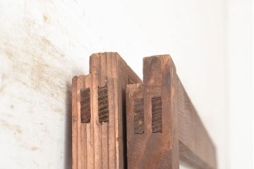アンティーク建具　銀モール・すりガラス　古き良き時代を感じさせるレトロなガラス戸2枚セット(引き戸、建具)(R-048121)