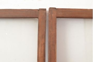 アンティーク建具　銀モール・すりガラス　古き良き時代を感じさせるレトロなガラス戸2枚セット(引き戸、建具)(R-048121)