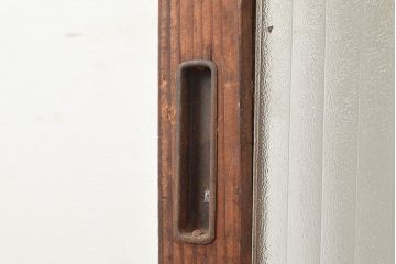 アンティーク建具　銀モール・すりガラス　古き良き時代を感じさせるレトロなガラス戸2枚セット(引き戸、建具)(R-048121)