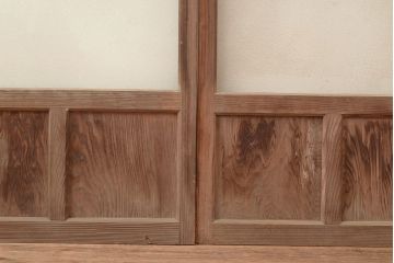 和製アンティーク　ダイヤガラス・レトロガラス　ノスタルジックな雰囲気が素敵なガラス戸2枚セット(引き戸、建具)(R-048122)
