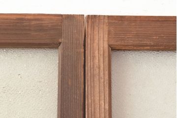 和製アンティーク　ダイヤガラス・すりガラス　光を優しく取り込む、ノスタルジックな雰囲気のガラス戸2枚セット(引き戸、建具)(R-048123)