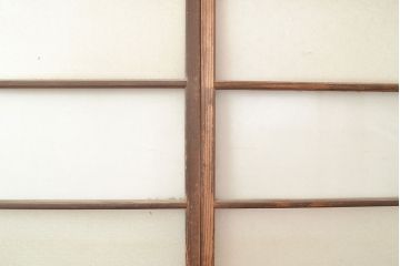 和製アンティーク　ダイヤガラス・すりガラス　光を優しく取り込む、ノスタルジックな雰囲気のガラス戸2枚セット(引き戸、建具)(R-048123)