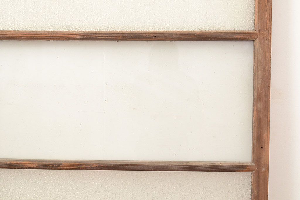 和製アンティーク　ダイヤガラス・すりガラス　光を優しく取り込む、ノスタルジックな雰囲気のガラス戸2枚セット(引き戸、建具)(R-048123)