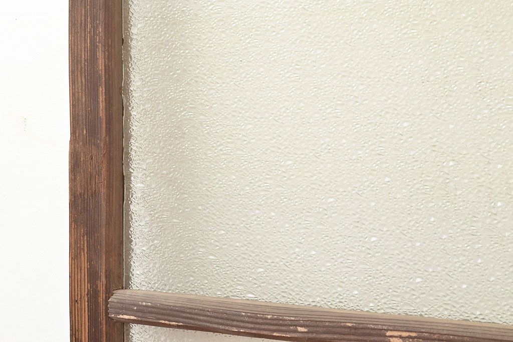 和製アンティーク　ダイヤガラス・すりガラス　光を優しく取り込む、ノスタルジックな雰囲気のガラス戸2枚セット(引き戸、建具)(R-048123)