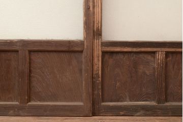 和製アンティーク　ダイヤガラス・すりガラス　光を優しく取り込む、ノスタルジックな雰囲気のガラス戸2枚セット(引き戸、建具)(R-048123)