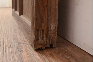 和製アンティーク　ダイヤガラス・すりガラス　光を優しく取り込む、ノスタルジックな雰囲気のガラス戸2枚セット(引き戸、建具)(R-048123)