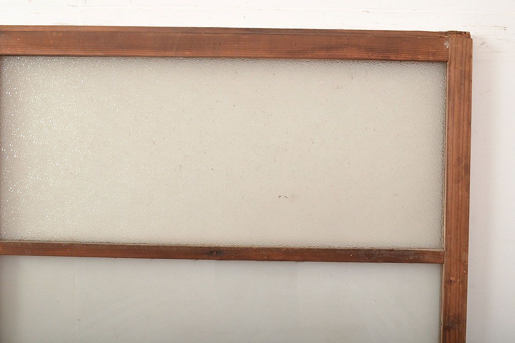 和製アンティーク　ダイヤガラス・すりガラス　光を優しく取り込む、ノスタルジックな雰囲気のガラス戸2枚セット(引き戸、建具)(R-048123)