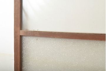 和製アンティーク　ダイヤガラス・すりガラス　光を優しく取り込む、ノスタルジックな雰囲気のガラス戸2枚セット(引き戸、建具)(R-048123)